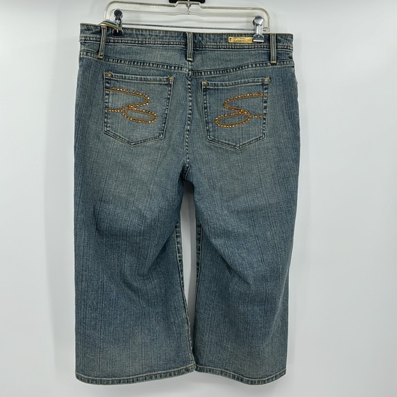Seven 7 Premium Denim Capri Jeans with embellished pockets-SIZE 16 - Picture 2 of 7